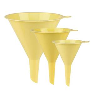 lot 10399 image: Plastic Kitchen Funnel Set of 3, Round Kitchen Funnels for Filling Bottles, Durable and Multifunctional Funnels for Filling Canning, Cooking, Lab or Car Oil (Milk Yellow)