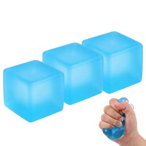 lot 10402 image: 2pcs Squishy Stress Cube, 2026 New Squishy Stress Ice Cube Fidget Toys, Stress Relief Toys Squeeze Toys for Adults (Blue)