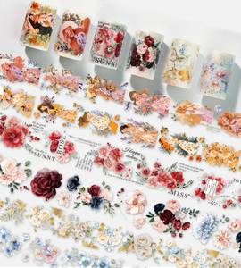 lot 10410 image: Cratey Floral PET Washi Tape Set - 6 Roll Wide PET Tape for Scrapbook Supplies,Character Decorative Girls Sticker,Flower Stickers, Bullet Journals Materials,Planner Arts Craft Collage