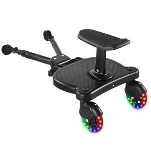 lot 11262 image: Universal Stroller Board Buggy Board with 2 LED Lighted Wheels and Detachable Seat, 2in1 Sit and Stand Stroller Connectors for Most Strollers, Holds Children Up to 55 LBs Stroller Standing Board