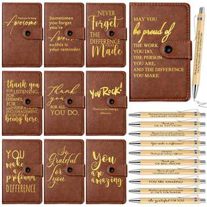 lot 11265 image: Dispowreath 10 Sets Thank You Leather Journal Bulk Fathers Day Coworkers Gift Inspirational Notebook with Bamboo Pen CNA Week Gift Appreciation Notepad for Employee Teacher Nurse Staff (Dark Brown)