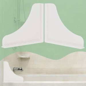 lot 11269 image: Roslim Shower Corner Splash Guard 2 Pack, No-Adhesive Silicone Water Splash Guard with Suction Cups for Bathtub & Walk-in Shower, Reusable Corner Water Blocker Keeps Water Off Floor, White