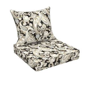 lot 11274 image: DYTXIII Outdoor Deep Seat Cushion Set, Water Repellent 24x24 Patio Thick Cushions Replacement with Seat & Back Pillow for Patio Sofa, Wicker Chair, Couch - Paisley Black
