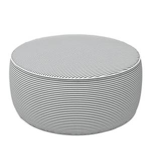 lot 11280 image: LVTXIII IndoorOutdoor Inflatable Ottoman with Handle D21 x H9 Inch, Weather-Resistant Round Footstool Pouf for Patio Camping Living Room, Portable Footrest Extra Seating, Topanga Stripe Grey