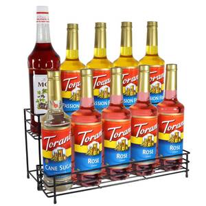 lot 11281 image: Coffee Syrup Organizer Rack, 2 Tier Coffee Syrup Stand Holder for Coffee Bar, 10 Bottles Wine Bottle Holder, Coffee Station Organizer Storage Shelf for Cocktail, Dressing, Coffee Bar Accessories