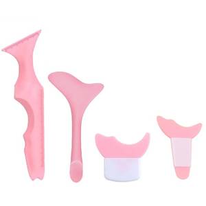 lot 12354 image: 4 Pcs All In One Eyeliner Stencils Wing Tips  Eyeshadow and Eyeliner Stencils Pad  Silicone eyeshadow baffle, Defined Eyeliner Eyelash Guide Tool for Beginners and Makeup Masters - Pink