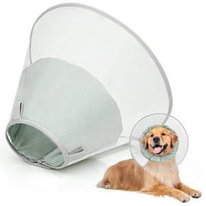 lot 12360 image: Dog Cone Collar for Recovery Soft Elizabethan Collar Alternative to Stop Licking, Adjustable Pet Cone for Large, Medium, Small Dogs, for Surgery, Spay, Injury, Skin Treatment (Light Green, L)