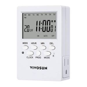 lot 12372 image: VIVOSUN Digital Timer Outlet 7 Day Programmable Digital Outlet Timer with 2 Independent Outlets 3 Prong, 20 onOff Programs Groups, Countdown Setting, Indoor for Light Lamp, Fan��1Pack��