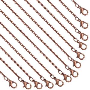 lot 12374 image: Lemonkey 24 Pack Necklace Chains Bulk,Red Copper Plated DIY Cable Link Chains for Jewelry Making 16 Inches