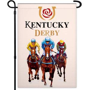 lot 12376 image: Kentucky Garden Flag 12x18 Inch Double Sided 3 Ply Rose Horse Racing Garden Flags for Outside Lawn Indoor House Outdoor Yard Sign Decoration
