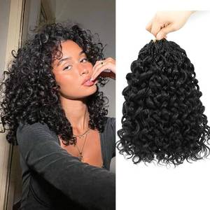 lot 12384 image: Pre looped Gogo Curl Crochet Hair 12 Inch 8 Packs Pre twisted Short Curly Crochet Hair for Black Women Ocean Wave Braiding Hair Water Wave Deep Braiding Hair (12 inch 1B)