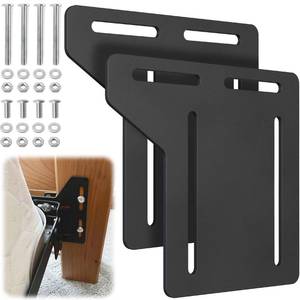 lot 12391 image: Yuleimy Headboard Adapter Kit (Set of 2), Heavy Duty Metal Modification Plates for Bed Frame to Headboard, Full to Queen Conversion Brackets, Bolt-On Hardware