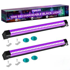 lot 12393 image: YQNLIFA 5000mAh Rechargeable Black Light Bar, Battery Powered Black Lights for Glow Party, Cordless Blacklight Strip for Halloween Decorations, Fluorescent Poster, Body Paint, Uranium Glass, 2 Pack