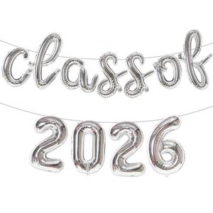 lot 12409 image: CGIYYAR Class of 2026 Graduation Balloons, Silver Foil Graduation Party Decorations, 16-Inch Number & Letter Balloon Set for Grad Party, Indoor & Outdoor Grad Decor, Photo Backdrop