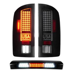 lot 13929 image: Tresound LED Tail Light for Ram 1500 1994-2001, Ram 2500 3500 1994-2002, Rear Taillight Assembly, 55055264AC, 55055265AC