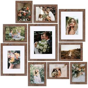 lot 13934 image: SESEAT Picture Frames Collage, Gallery Wall Frame Set with 11x14 8x10 5x7 4x6 Frames in Brown Finishes, Set of 10