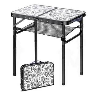 lot 13945 image: Outdoor Side Table, Portable 3 Adjustable Height Small Outdoor Folding Table, Aluminum Foldable Patio Side Tables for Outside Indoor, Plant Stand Coffee End Table for Pool, Porch,Garden, Balcony