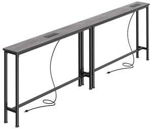 lot 13948 image: SUPERJARE 78.8 Inch Narrow Console Table with Outlet, Sofa Tables, Behind Couch Table, Long Entryway Tables with Charging Station, for Living Room, Charcoal Gray