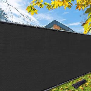 lot 13949 image: iCover 4x50ft Privacy Screen Fence, Outdoor Fencing Panels, Garden Windscreen Mesh Shade Sail Net Barrier, Include Reinforced Bindings and Brass Grommets Cable Zip Ties, Black