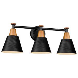 lot 13950 image: FEMILA Black Bathroom Light Fixtures, 3-Light Bathroom Vanity Lights Over Mirror with Hammered Metal Shade, Modern Wall Lamp for Kitchen Bedroom Living Room,4FG59B-3W BK