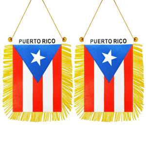 lot 14226 image: 2 Pack Puerto Rico Window Hanging Flag, Puerto Rican Suction Cup Small Mini Banner for Car Rearview Mirror Decoration (2)