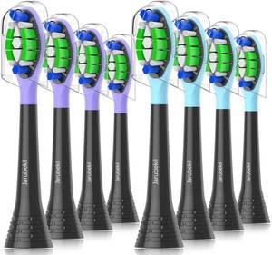 lot 14253 image: Replacement Toothbrush Heads Compatible with AquaSonic Black SeriesDuo PROVibe SeriesHDC and Elite Electric Toothbrush (8 Black)