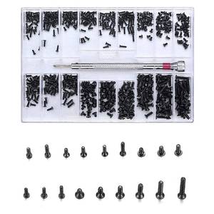 lot 14256 image: woshilaoDS 500 Pcs Small Replacement Screws, M1.2M1.4M2.0 Black Tiny Micro Laptop Computer Electronic Assortment Kit, Glasses Watches Hard Drive SSD Repair Screws, with Screwdriver
