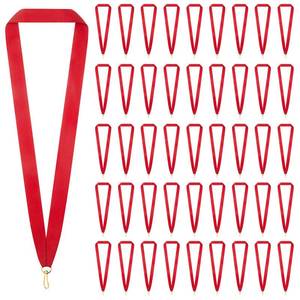lot 14285 image: Woanger 100 Pcs Medal Ribbons Award Ribbons Flat Neck Medallions Ribbon Blank Colored Ribbon Lanyard with Snap Clips for Kids Adults Student Party Competitions Sports Meeting Achievement, Red