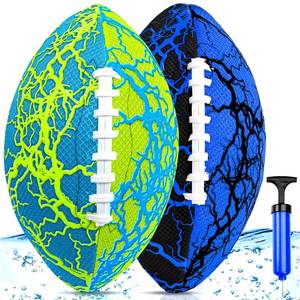 lot 14287 image: Jasonwell Pool Beach Water Football - 2Pack Strong Grip Waterproof Football for All-Weather Play Pool Toys Beach Games Outdoor Sports Toy Christmas Birthday Gifts for Kids Boys Teens Adults (BU&GN)