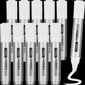 lot 14290 image: Fuutreo 10 Pack Jumbo Permanent Markers Bulk Large Chisel Tip Permanent Markers Quick Drying Big Huge Poster Pens for Adult Office, Logistics Company and More(White)
