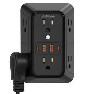 lot 14321 image: USB Wall Charger Power Strip Surge Protector with 4 USB Ports (2 USB C) Plug Extension Multiple Outlets Plug Extension in Adapter Spaced Outlets for Home Office Travel,White (Black)-ETL