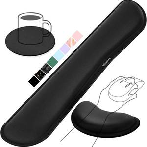 lot 14358 image: Gimars Upgrade Enlarge Silky and Superfine Fabric Gel Memory Foam Keyboard Wrist Rest Set, Ergonomic Keyboard Mouse Wrist Support for Typing Pain Relief, Comfort for Office, Gaming, Computer, Black