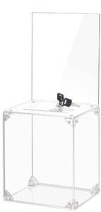 lot 14372 image: KYODOLED Large Tall Acrylic Donation Box with Slot and Lock, Clear Ballot Box with 6x8 Sign Holder Storage Container for Voting, Raffle,Tip Jar, 6.7x5.23x8