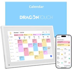 lot 14373 image: Dragon Touch 10.1 Inch Interactive Touchscreen Family Planner and Chore Chart, Smart Desk Display Gift for Christmas, Weddings and Moms