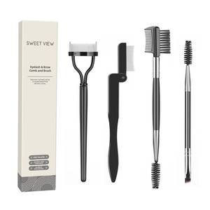 lot 14375 image: SWEET VIEW Eyelash Comb Lash Separator Tool Brow Brush & Lash Spoolie Professional Eye Makeup Tools (4 Pieces Set)