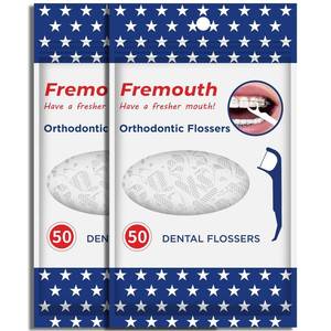lot 14381 image: Fremouth Upgraded Orthodontic Flossers for Braces - Ortho Dental Floss Picks, 50 Count (Pack of 2)