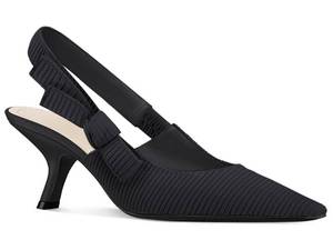 lot 19715 image: Coutgo Womens Slingback Kitten Heels Closed Pointed Toe Bowknot Knitted Slip On Work Pumps Dress Shoes, Black, Size 9