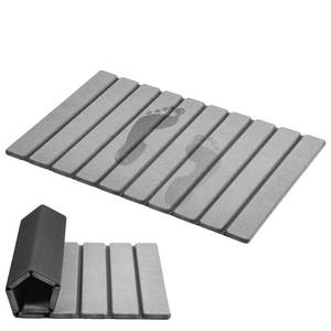 lot 19724 image: AWW Foldable Stone Bath Mat, Quick Dry Diatomaceous Earth Bath Mat with Non-Slip Mat, Super Absorbent, Easy to Clean, Compact for Small Bathrooms, 23.6 x 15.5, Grey