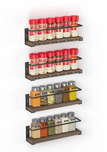 lot 19725 image: SpaceAid Spice Rack Organizer for Cabinet Door or Wall Mount (4 Pack) with 415 Spice Labels - Wood Hanging Seasoning Shelf for Cupboard Pantry or over the Stove