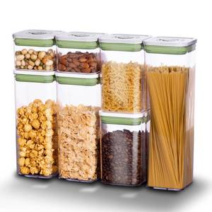lot 19730 image: linoroso Pop Airtight Food Storage Containers with Date Recording Lids, Stackable Plastic Storage Containers Set of 7, Dry Cereal Container Set for Pantry Countertop Fridge Organization