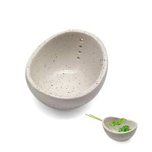 lot 19747 image: Baooery Pottery Herb Stripper Bowl, Herb stripper bowl, Ceramic Herb Stripper Bowl with Different Hole Sizes for Separating Leaves and Stems (White)