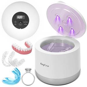 lot 19748 image: AnyFine Advanced Ultrasonic Retainer Cleaner Machine for Dentures, Mouth Guards, Braces, Toothbrush Heads, Jewelry, 45kHz Triple-Phase Purification System, 4 Modes for Multiple Dental Appliances