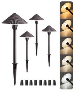 lot 19750 image: EDISHINE 5CCT Low Voltage Pathway Lights Wired, 2700K3000K3500K4000K5000K LED Landscape Path Lights, 12V 3W 160LM Waterproof Outdoor Landscape Lighting for Yard Garden Walkway, Aluminum, 4 Pack