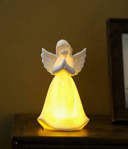 lot 19773 image: ADAVAS.Y&G Praying Angel Night Light Lighted up Angel Prayer Porcelain Angel Figurine with Lighting, White 7 H