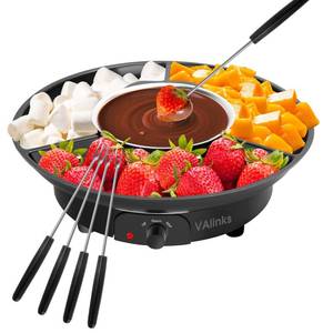lot 19784 image: VAlinks Electric Chocolate Melting Pot Chocolate Fondue Pot Set 3-Section Serving Trays with 6pcs Dipping Forks Perfect for Housewarming Christmas Party Gifts (Black)