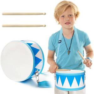 lot 19788 image: Kids Drum Set,8 Inch Wooden Drum Toys,Educational Baby Musical Toy with an Adjustable Strap and 2 Drumsticks,Sensory Musical Instrument Toys for Toddler,Kids,Boys & Girls