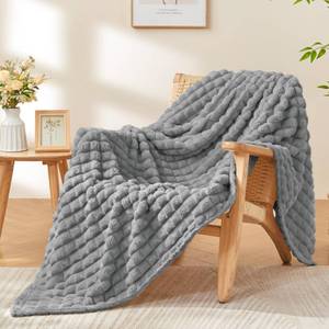 lot 19789 image: BEDELITE Updated Grey Throw Blanket for Couch and Bed- Super Soft and Warm 3D Checkered Fluffy Fuzzy Fleece Blanket, Luxurious Plush Cozy Blanket for Room Decor Spring, 50x60 inches