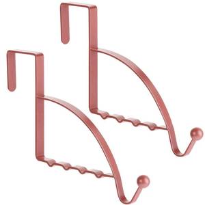 lot 20217 image: Hotop 2 Pcs Over The Door Hooks Over Door Hanger Sturdy Valet Hooks Mounted Hanging Storage Organizer Rack for Clothes Coats Towels Hats Scarves Purses(Rose Gold)