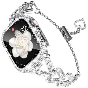 lot 20242 image: KADES Compatible for Apple Watch Band and Case Series SE 6 5 4, Bling to Your Watch with our Metal Diamond Band Shiny and Stylish for Women with Full Diamond Screen Protector (40mm, Silver)