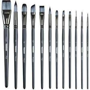 lot 20243 image: Transon Artist Paint Brush Set of 12 for Watercolor Acrylic Gouache Oil and Tempera Painting